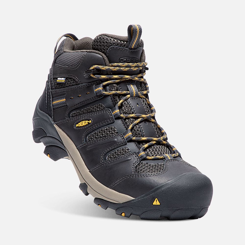 Keen Laarzen Heren Zwart Bruin - Lansing Mid Waterproof (Steel Toe) - 70826-GEMH